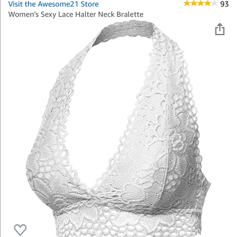 NEVER USED XXL WHITE HALTER LACE BRALETTE